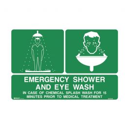 Emergency Information Sign - Emergency Shower And Eye Wash (Self ...