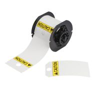 Safety Tags - ANSI CAUTION, Printable Front, Blank Back, for B30 Printers - 82.55 mm (W) x 146.05 mm (H), Black, Yellow on White