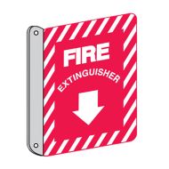 Double Sided Projecting Sign - Fire Alarm (with Arrow), 225mm (W) x 300mm (H), Metal