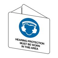 3D Projecting Sign - Hearing Protection Must Be Worn In This Area (with Picto), 225mm (W) x 225mm (H), Polypropylene