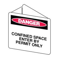3D Projecting Sign -  - Confined Space Enter By Permit Only, 225mm (W) x 225mm (H), Polypropylene