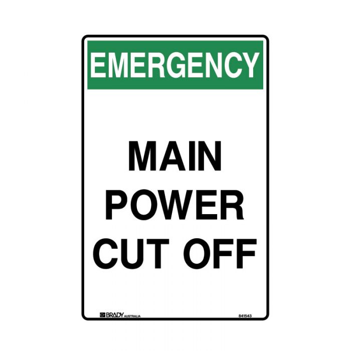 833425 Mining Site Sign - Emergency Main Power Cut Off 