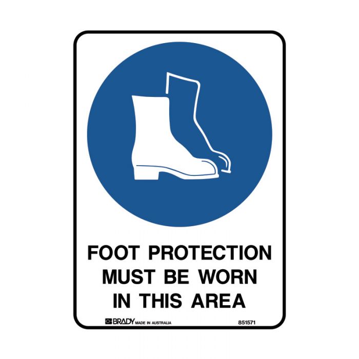 851571 BradyGlo Sign - Foot Protection Must Be Worn In This Area 