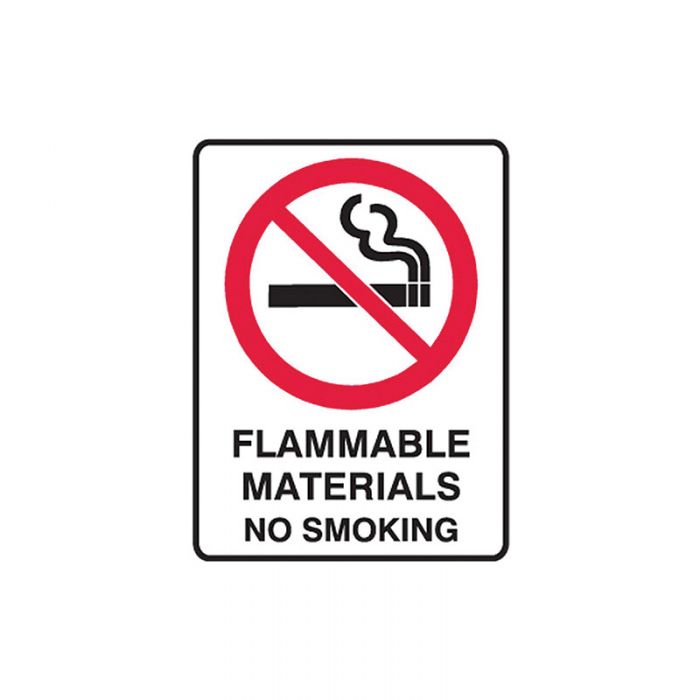 851601 BradyGlo Sign - Flammable Materials No Smoking 