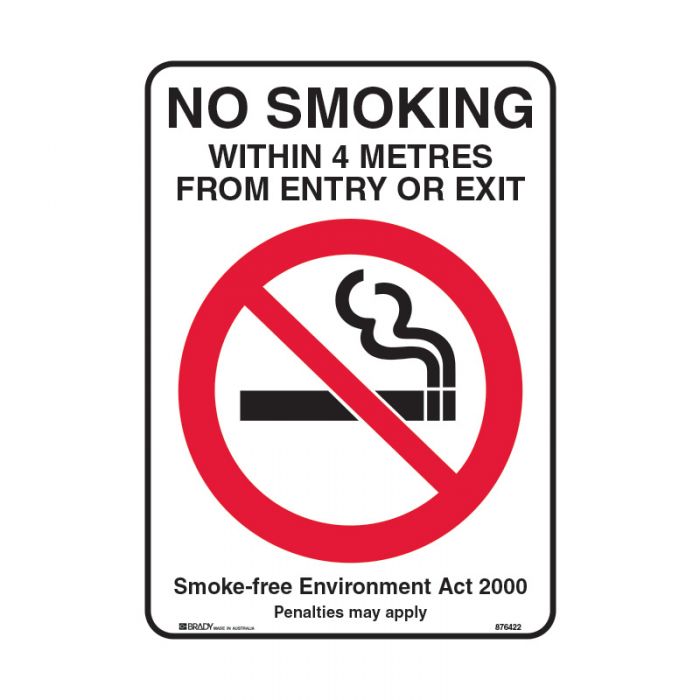 NSW State Sign - No Smoking within 4 metres from Entry or Exit  