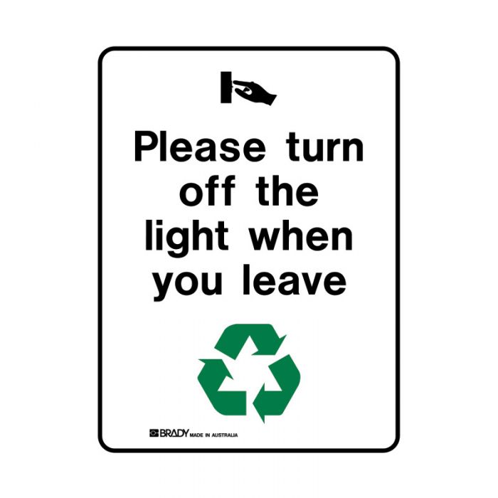 PF863015 Recycling-Environment Sign - Please Turn Off The Light When You Leave 
