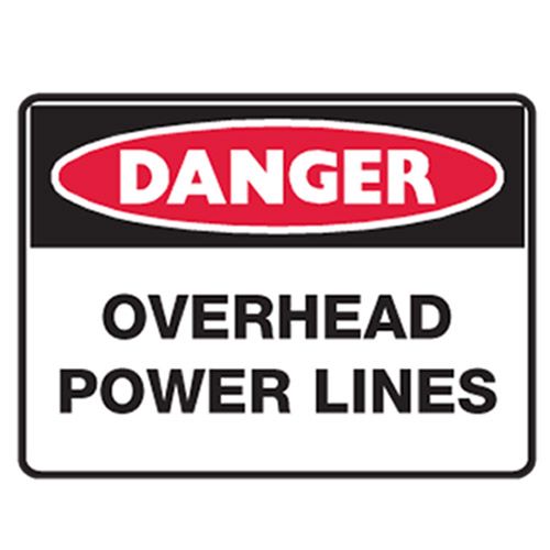 Danger Sign - Over Head Power Lines (Polypropylene) H450mm x W600mm