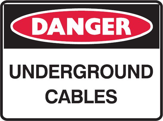 Danger Sign - Underground Cables (Metal) H225mm x W300mm