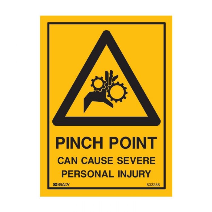 Pinch Point Can Cause Severe Personal Injury - Self Adhesive Vinyl - W125 x H90mm